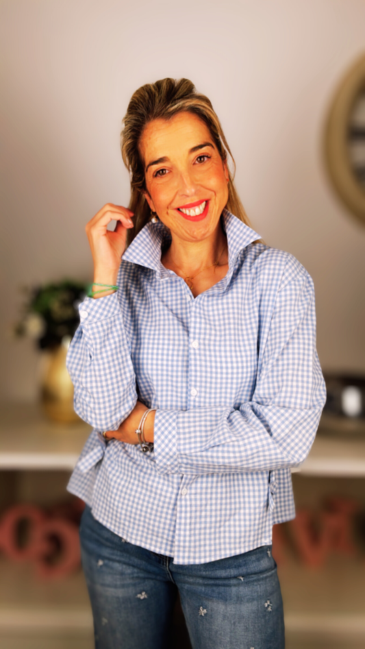 Camisa cuadro vichy azul