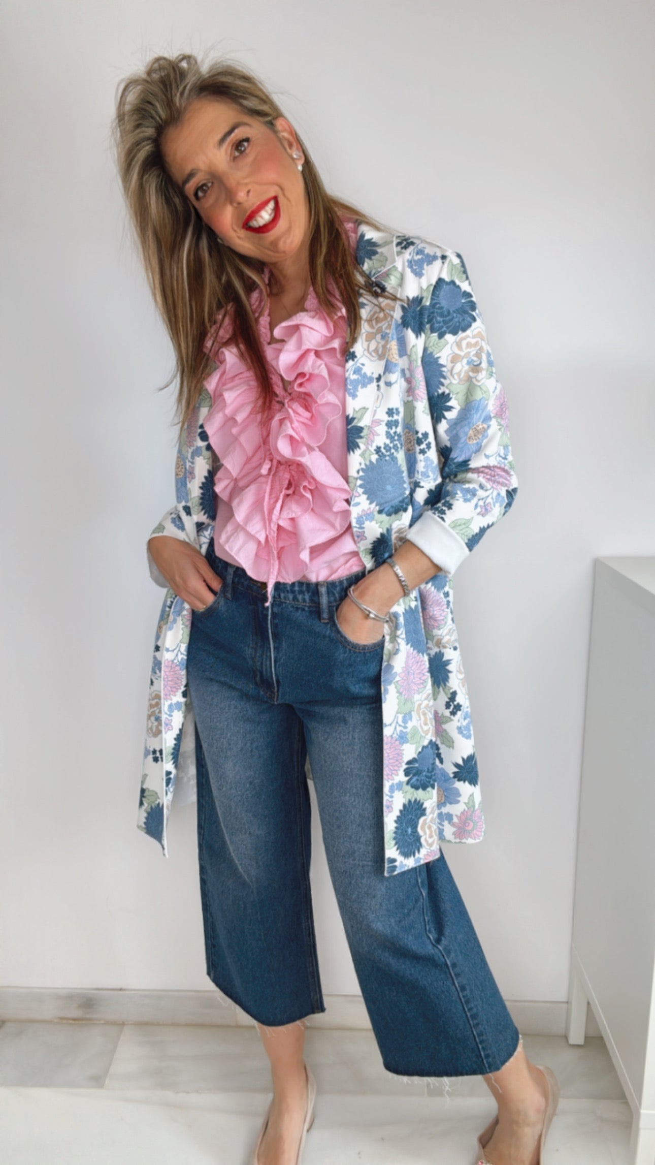 Chaqueta flower azul