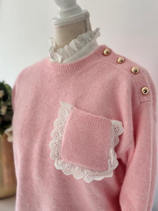 Jersey botones dorados rosa