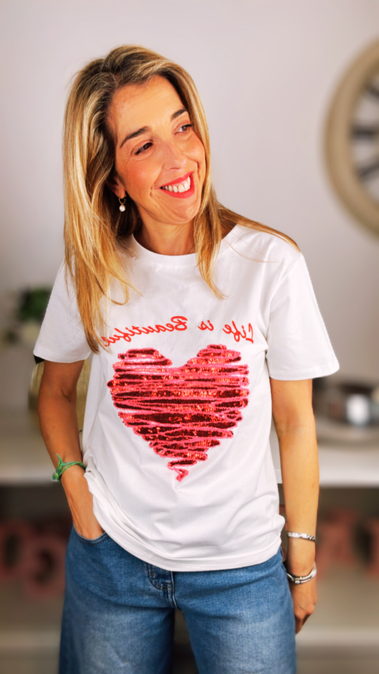 camiseta blanca manga corta