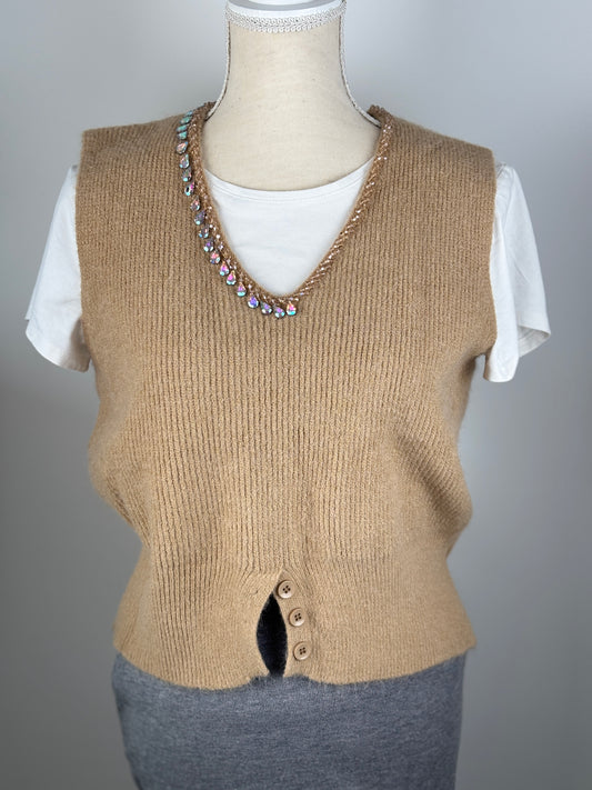 Chaleco punto joya marrón