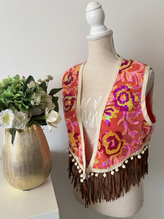 Chaleco rosas lentejuelas