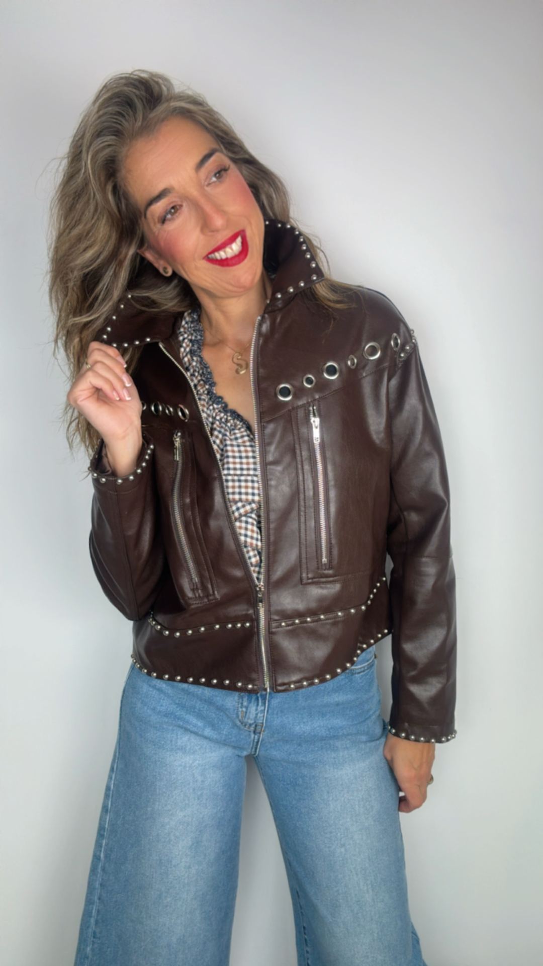 Chaqueta marrón polipiel