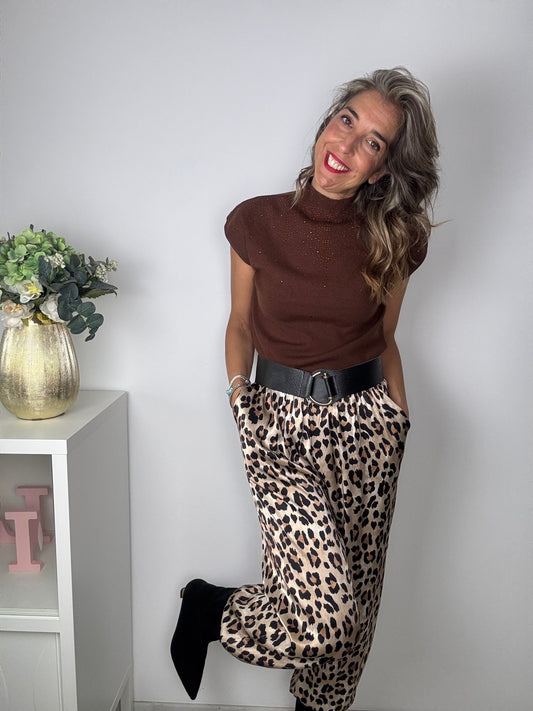 Pantalón fluido bombacho animal print