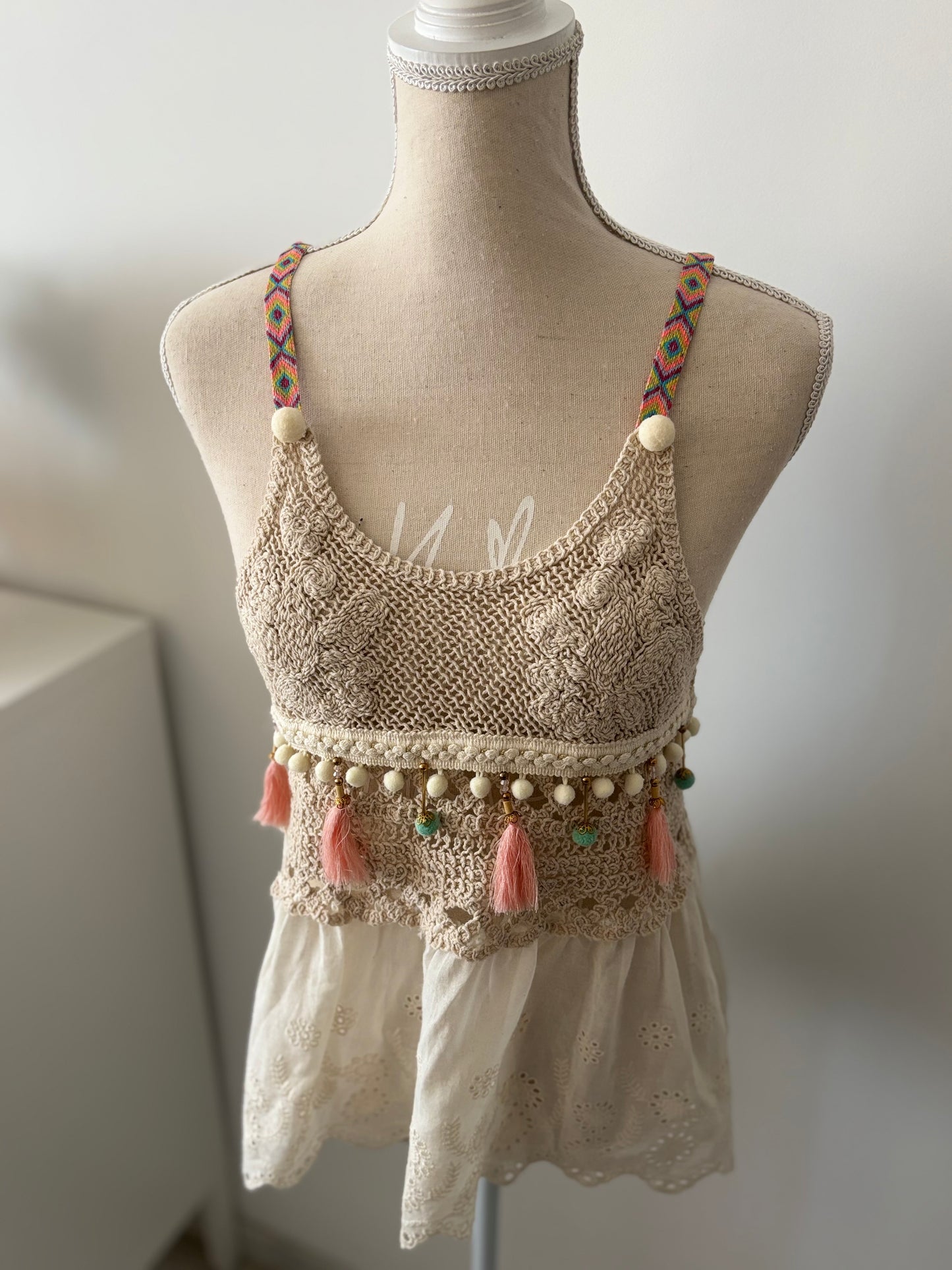 Top boho beige