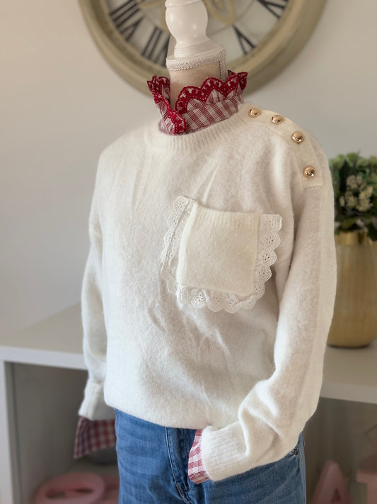 Jersey botones dorados blanco