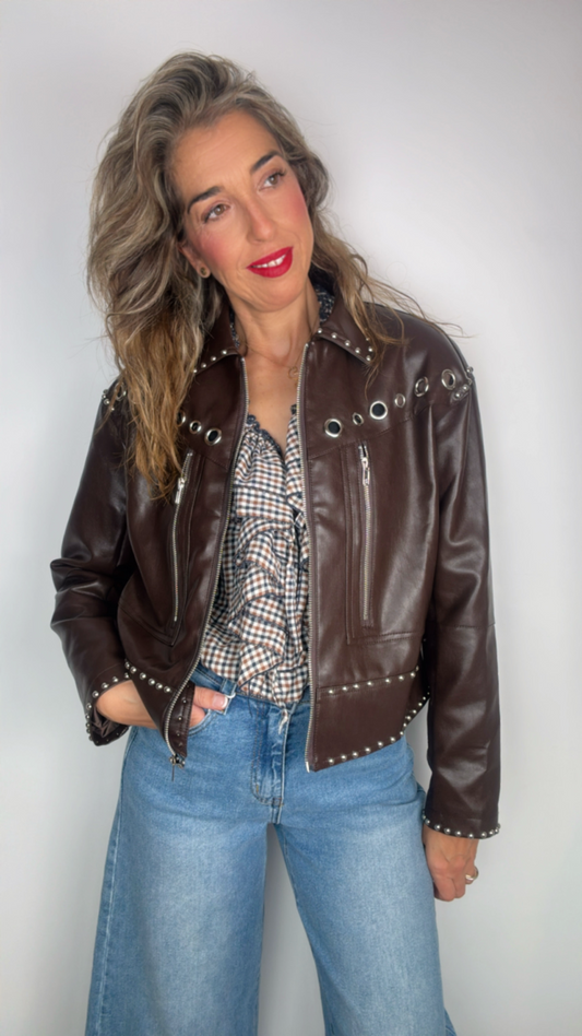Chaqueta marrón polipiel