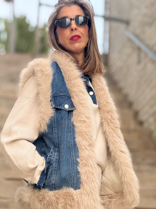 Chaleco denim pelo