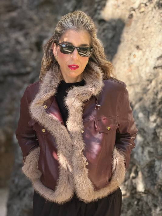 Chaqueta pelo burdeos