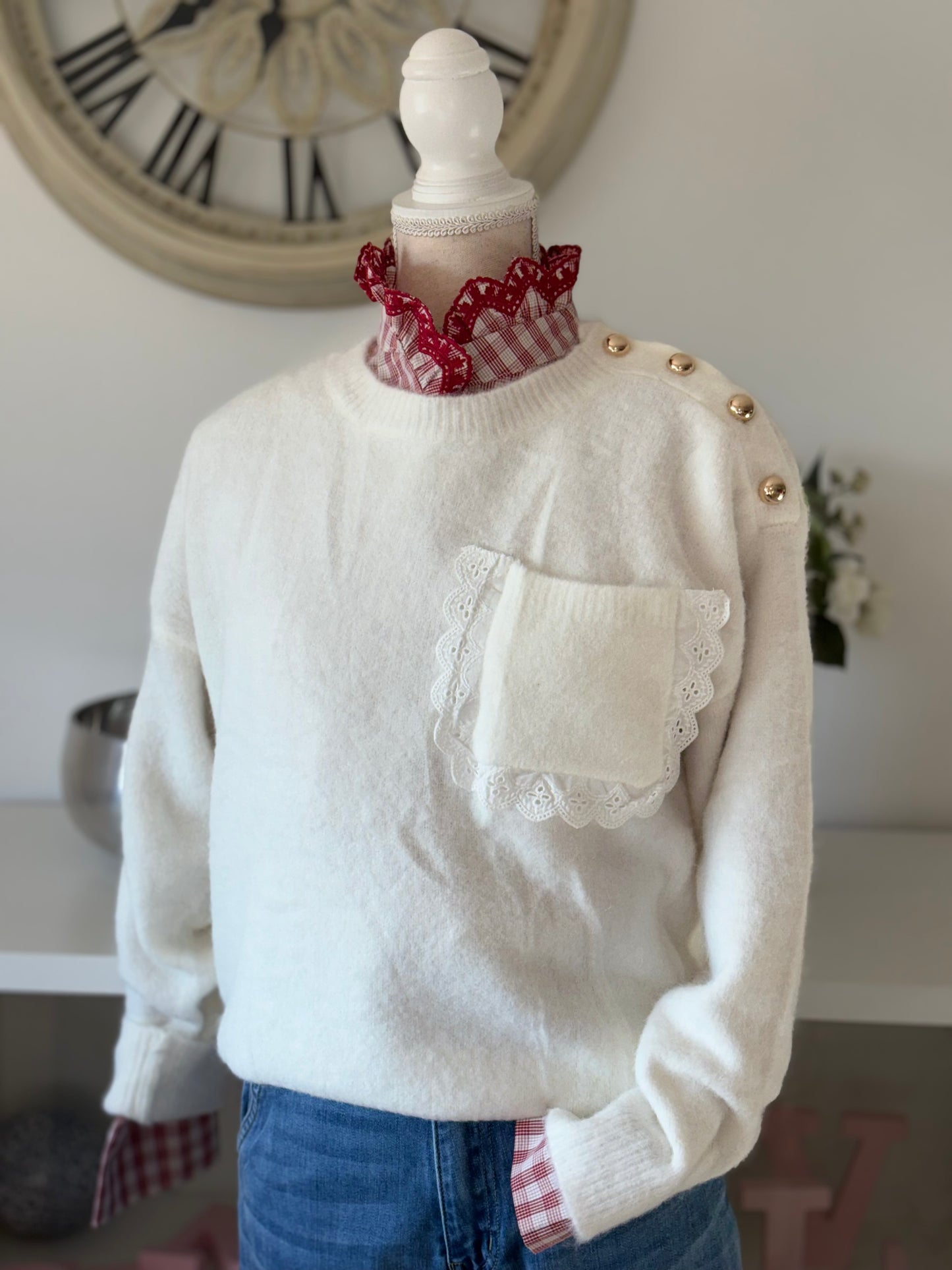 Jersey botones dorados blanco