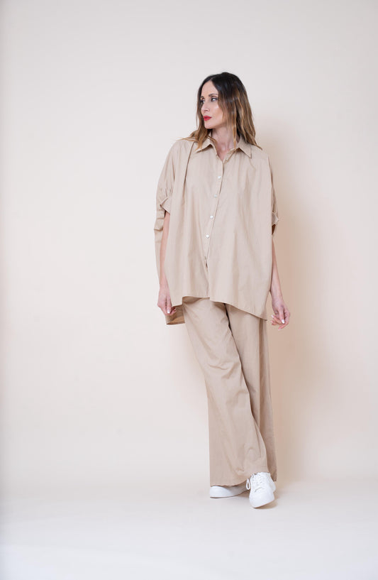 Camisa over size beige