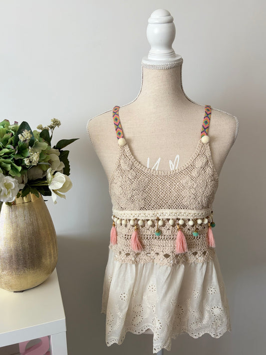 Top boho beige