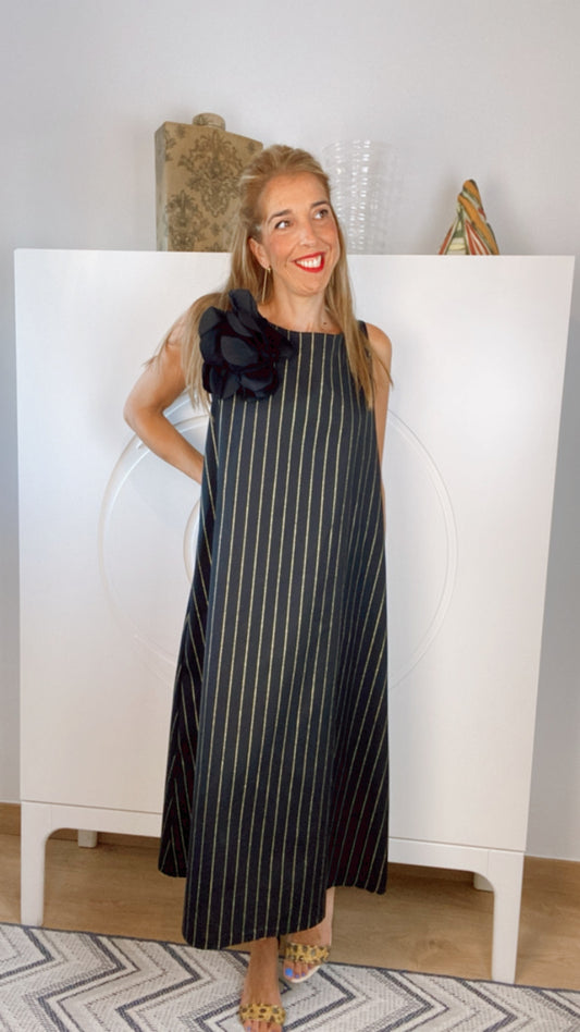 Vestido midi Flor negro