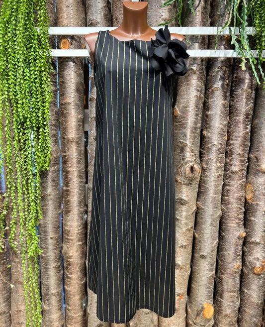 Vestido midi Flor negro