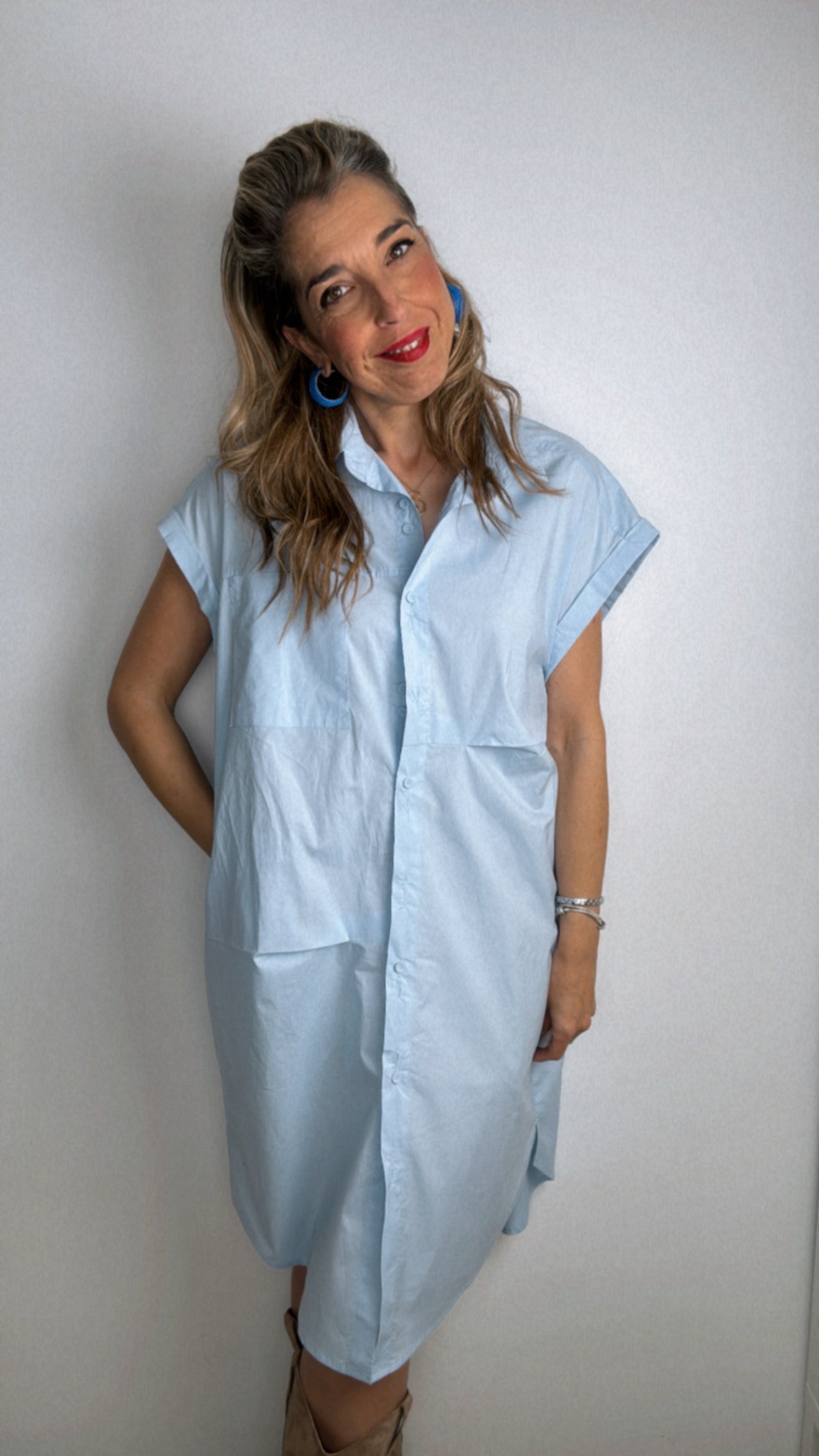 Vestido camisero popelin Azul