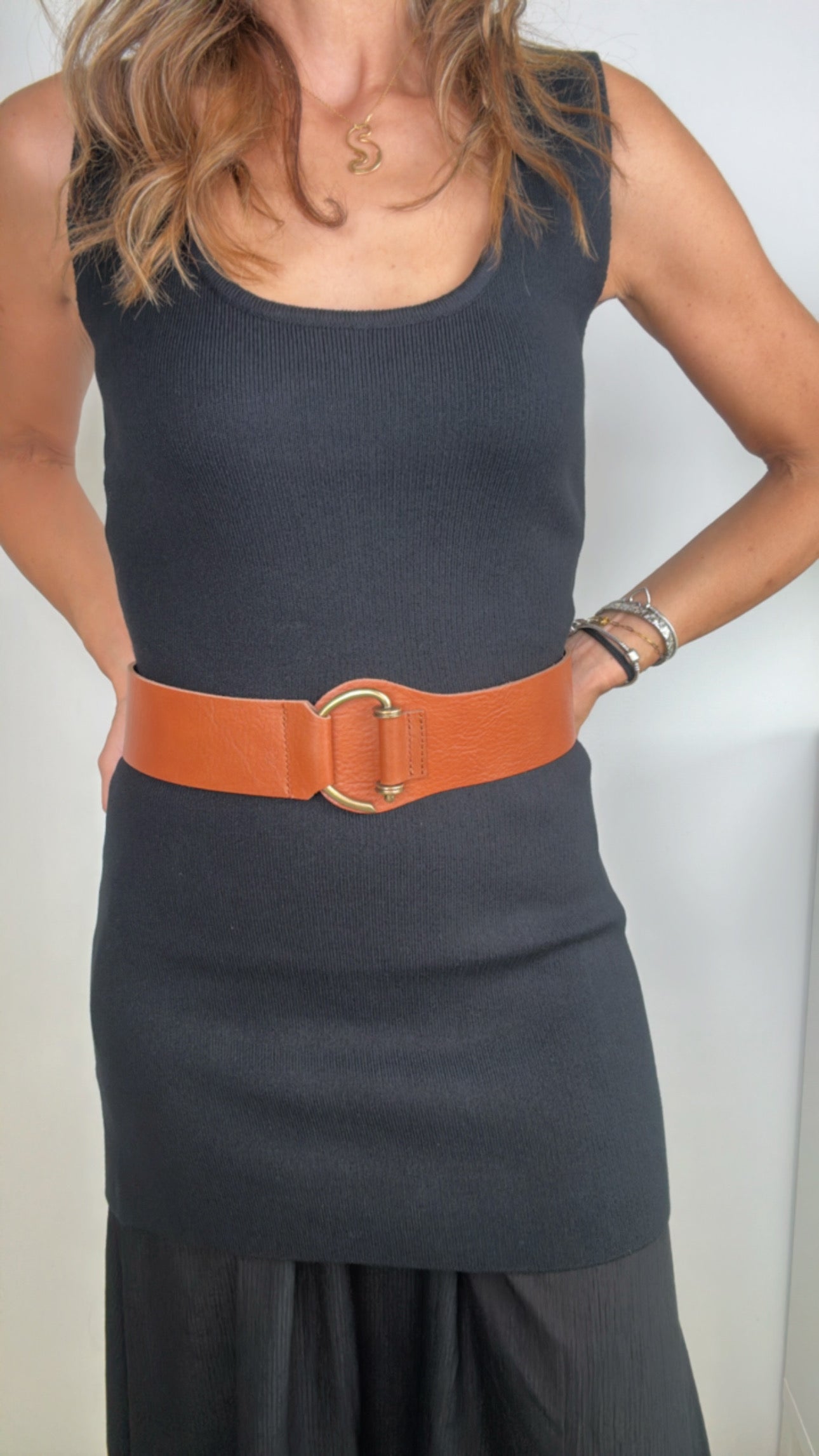 Cinturón piel camel