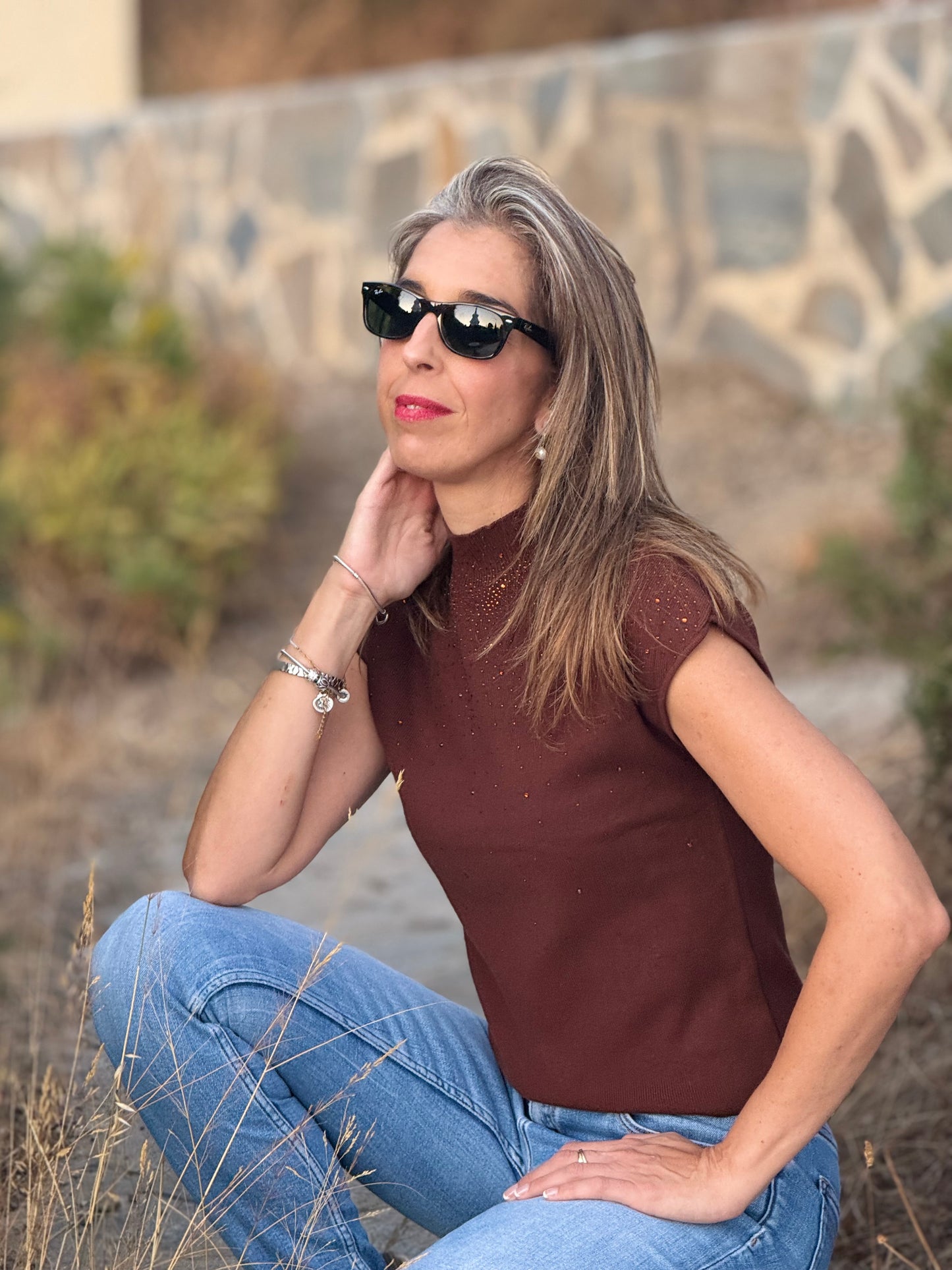 Jersey brillos marrón