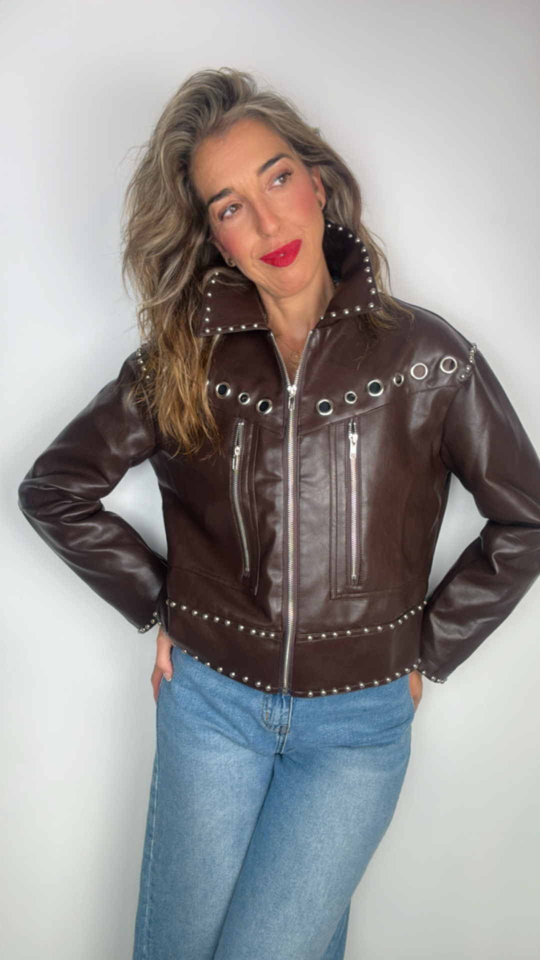 Chaqueta marrón polipiel