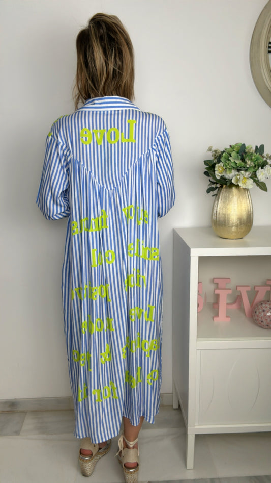 Vestido camisero letras lima