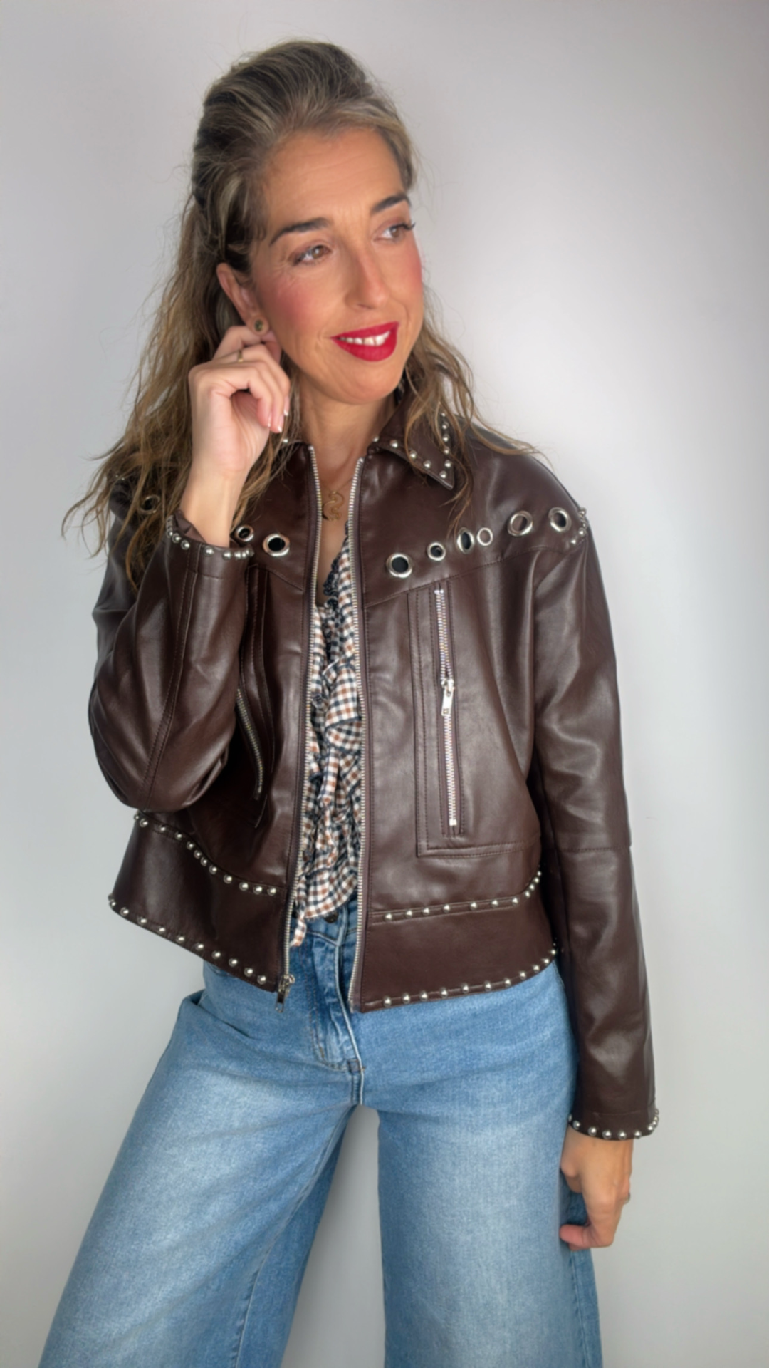 Chaqueta marrón polipiel