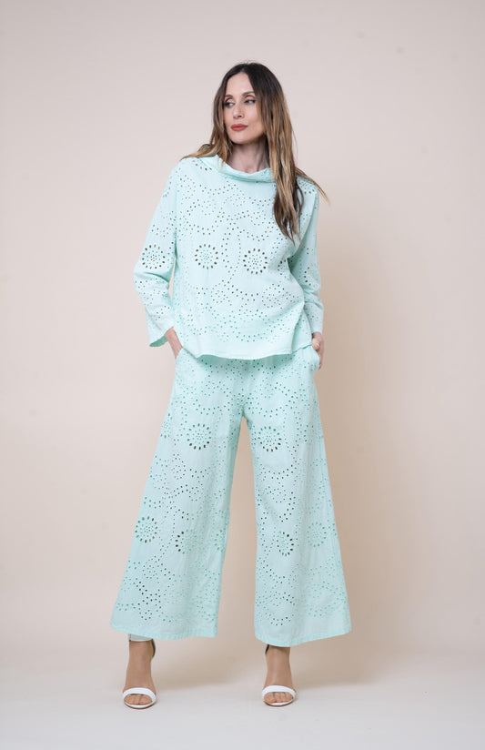Pantalón bordado inglés verde