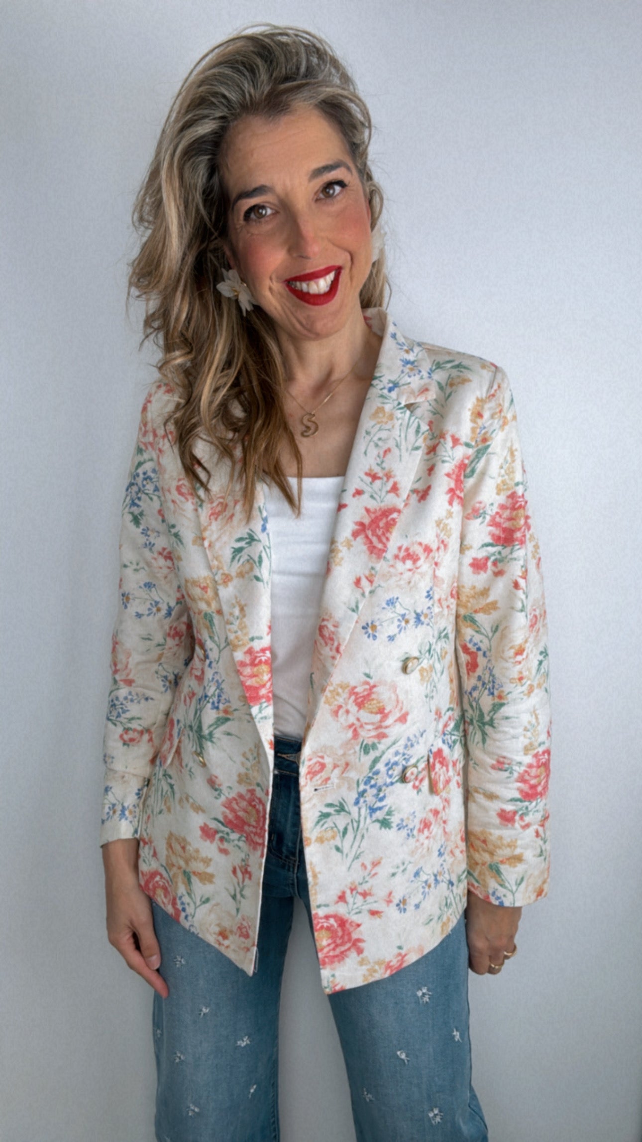 Blazer cruzada floral