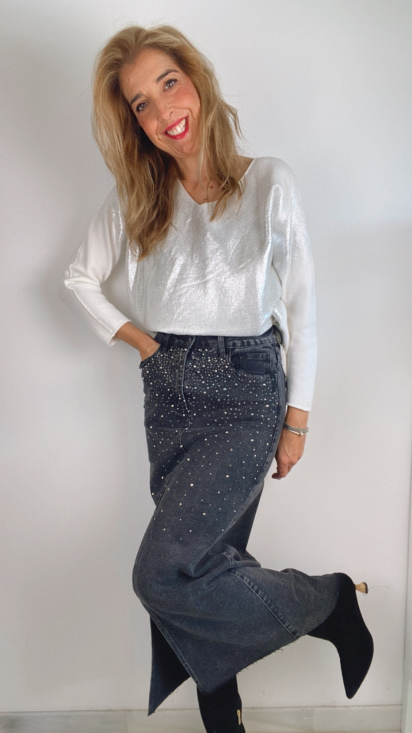 Falda negra Strass