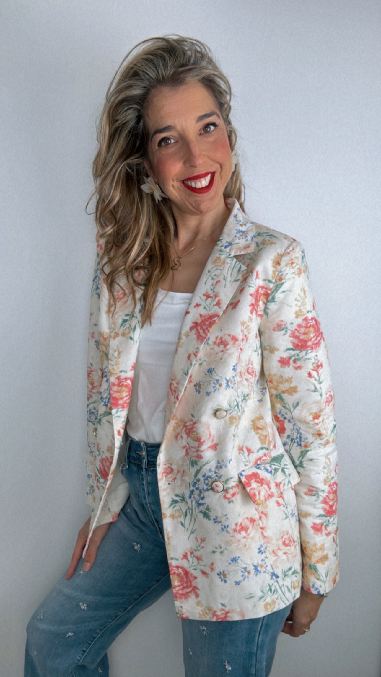 Blazer cruzada floral