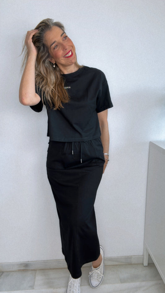 Conjunto falda y top negro