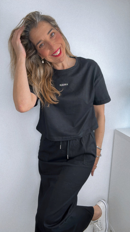 Conjunto falda y top negro
