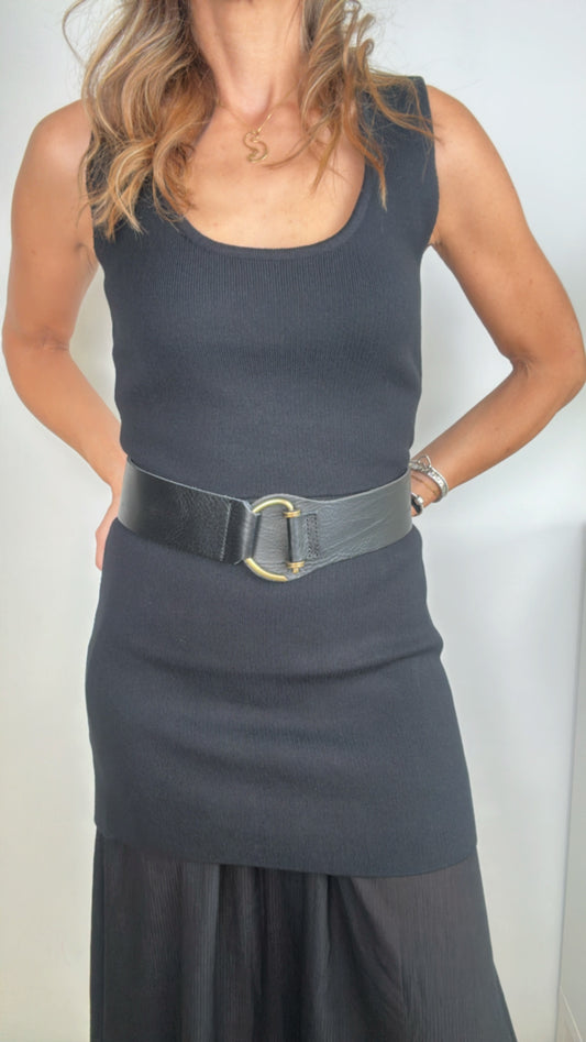 Cinturón piel negro