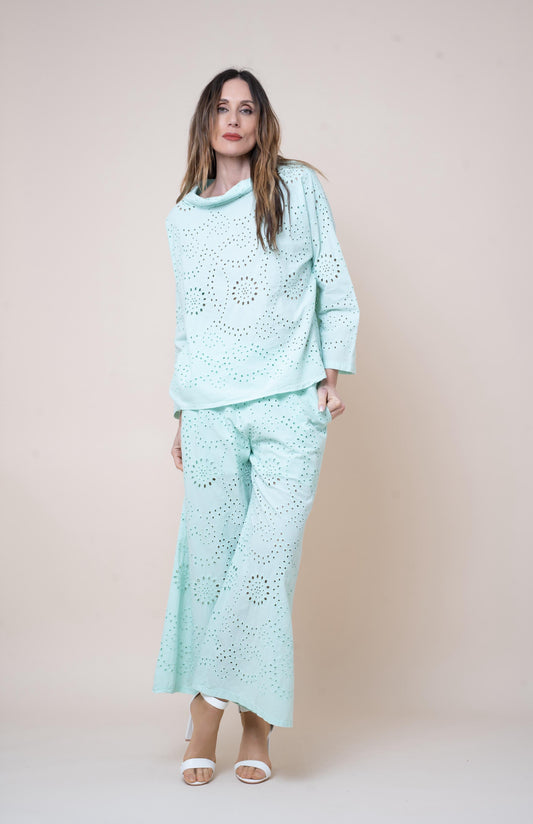 Pantalón bordado inglés verde