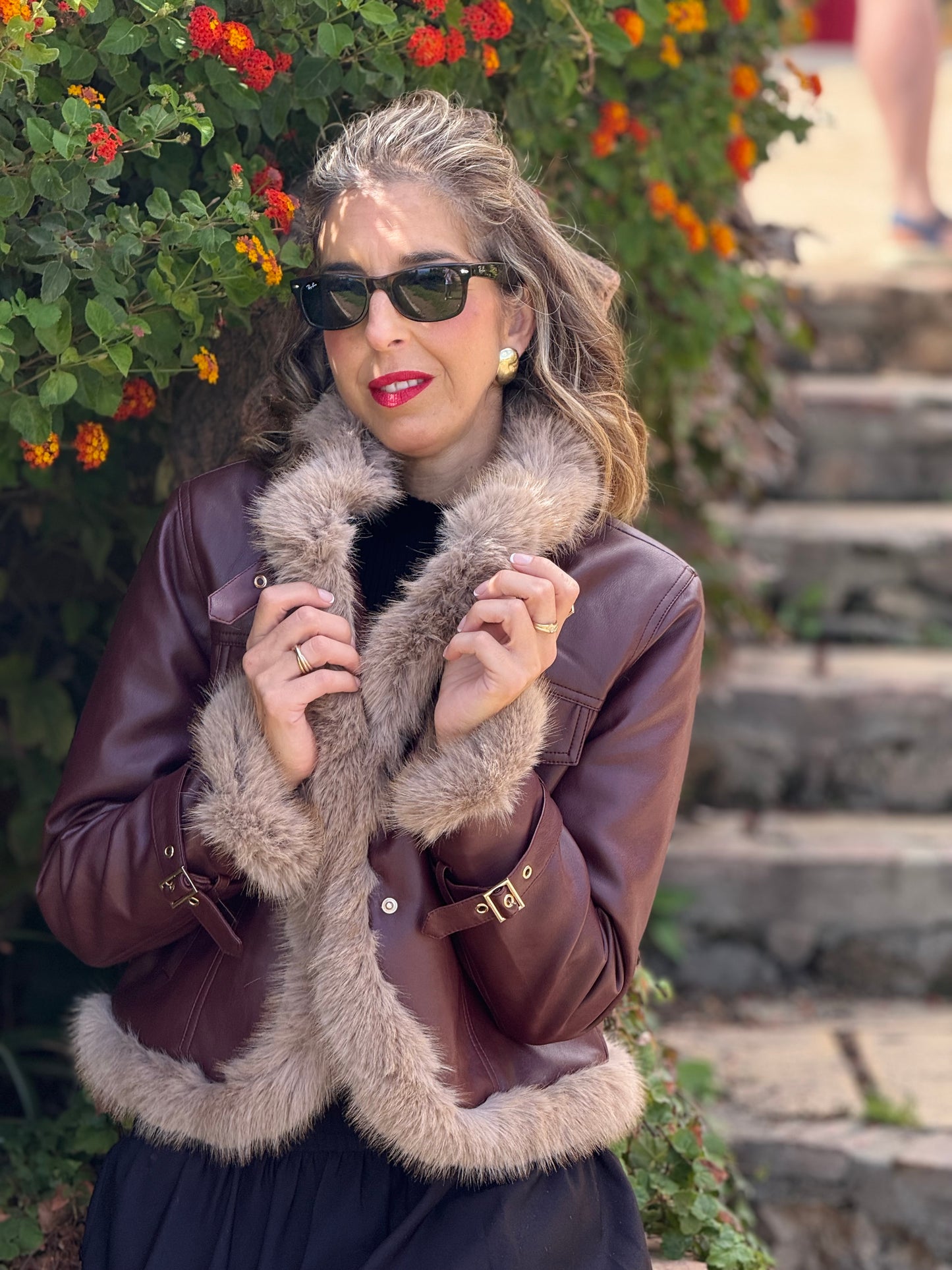 Chaqueta pelo burdeos