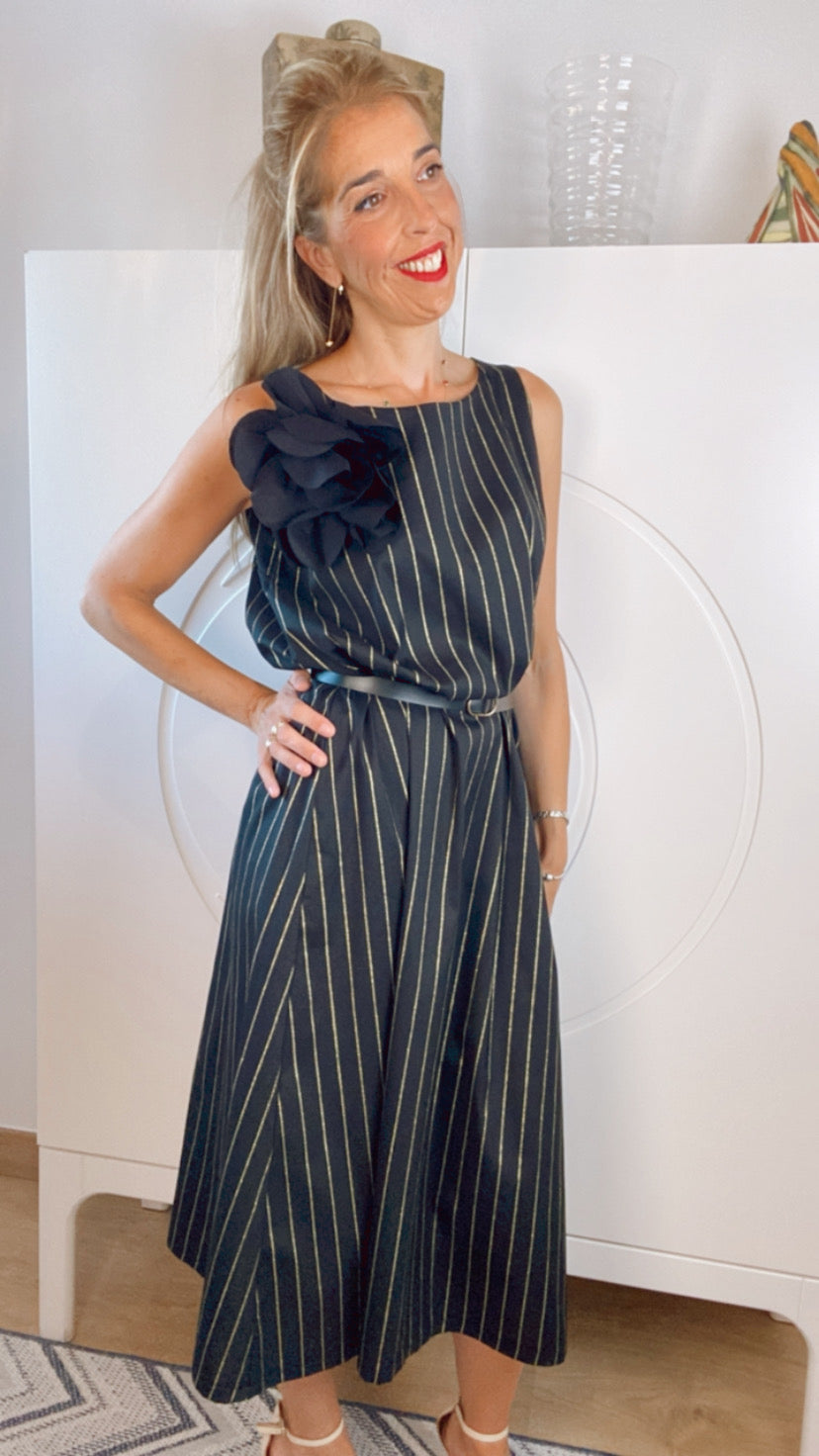 Vestido midi Flor negro
