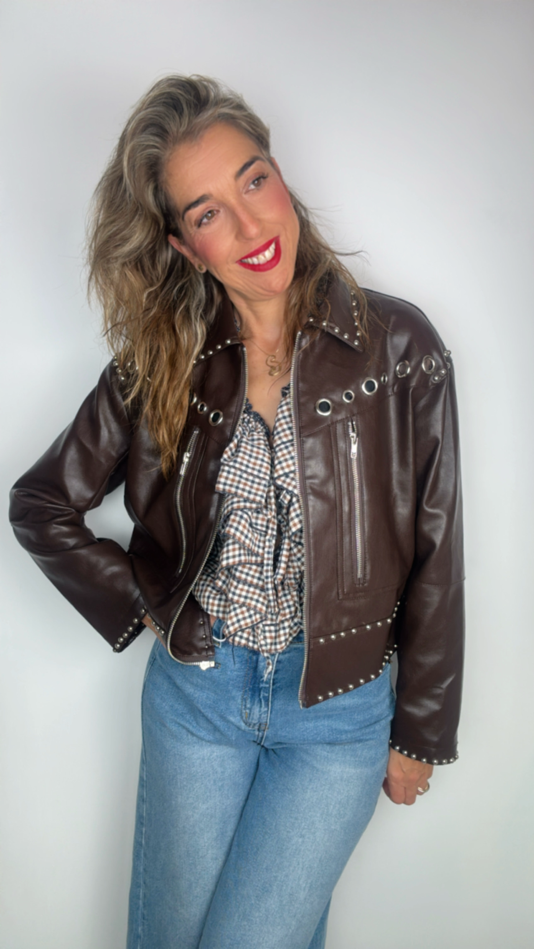 Chaqueta marrón polipiel