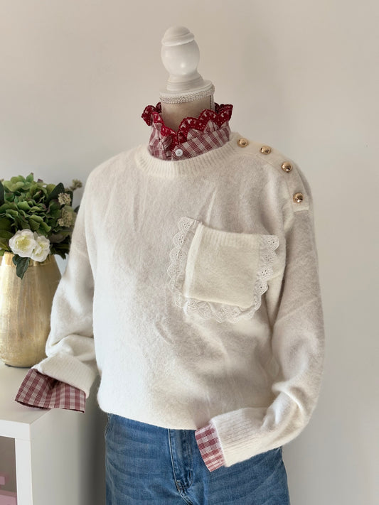 Jersey botones dorados blanco