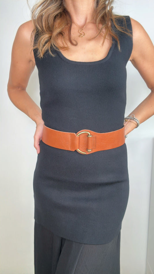 Cinturón piel camel