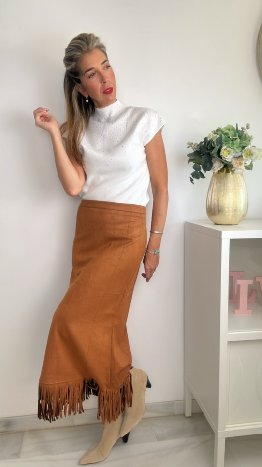 Falda larga flecos