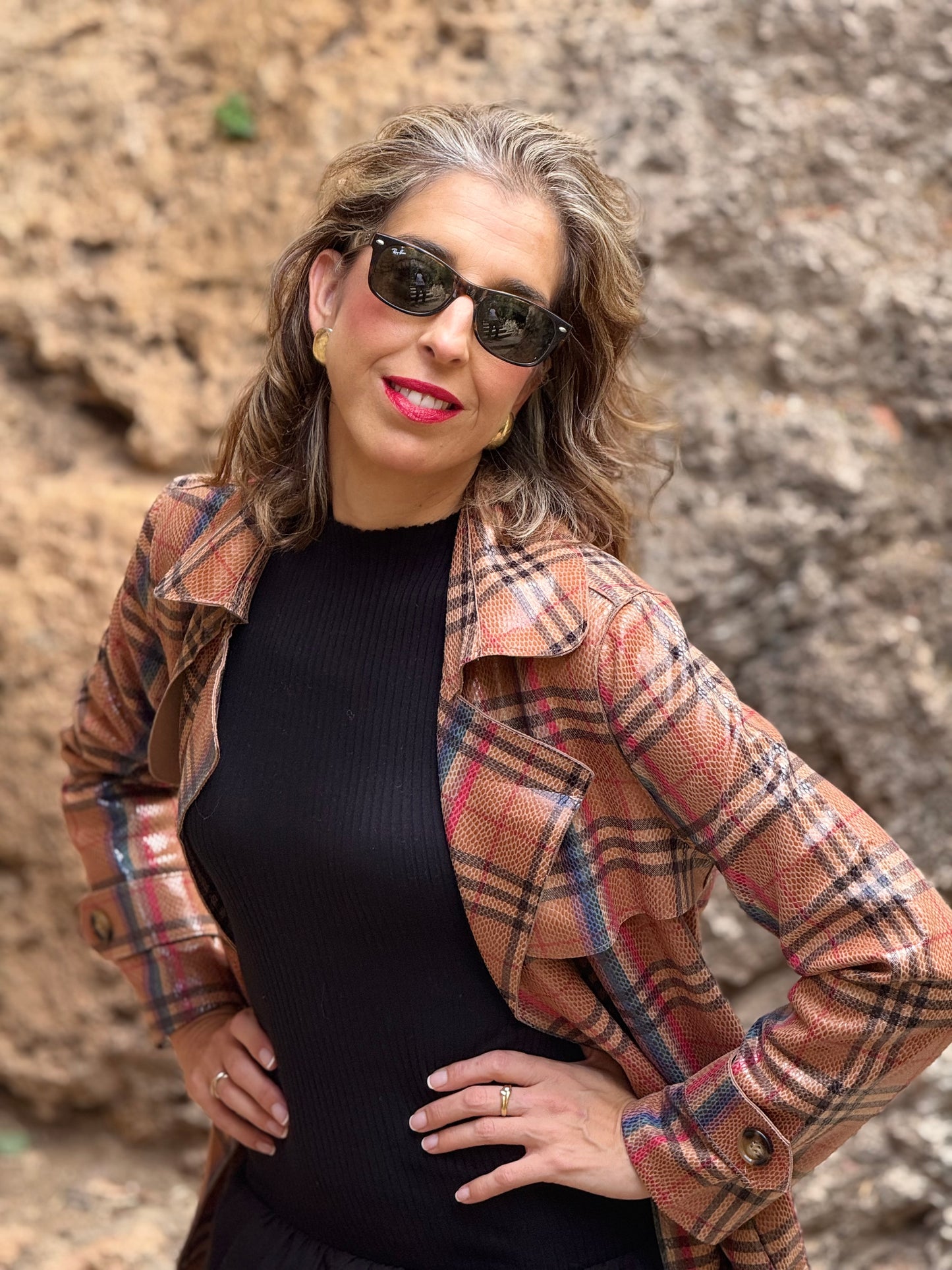 Gabardina de cuadros