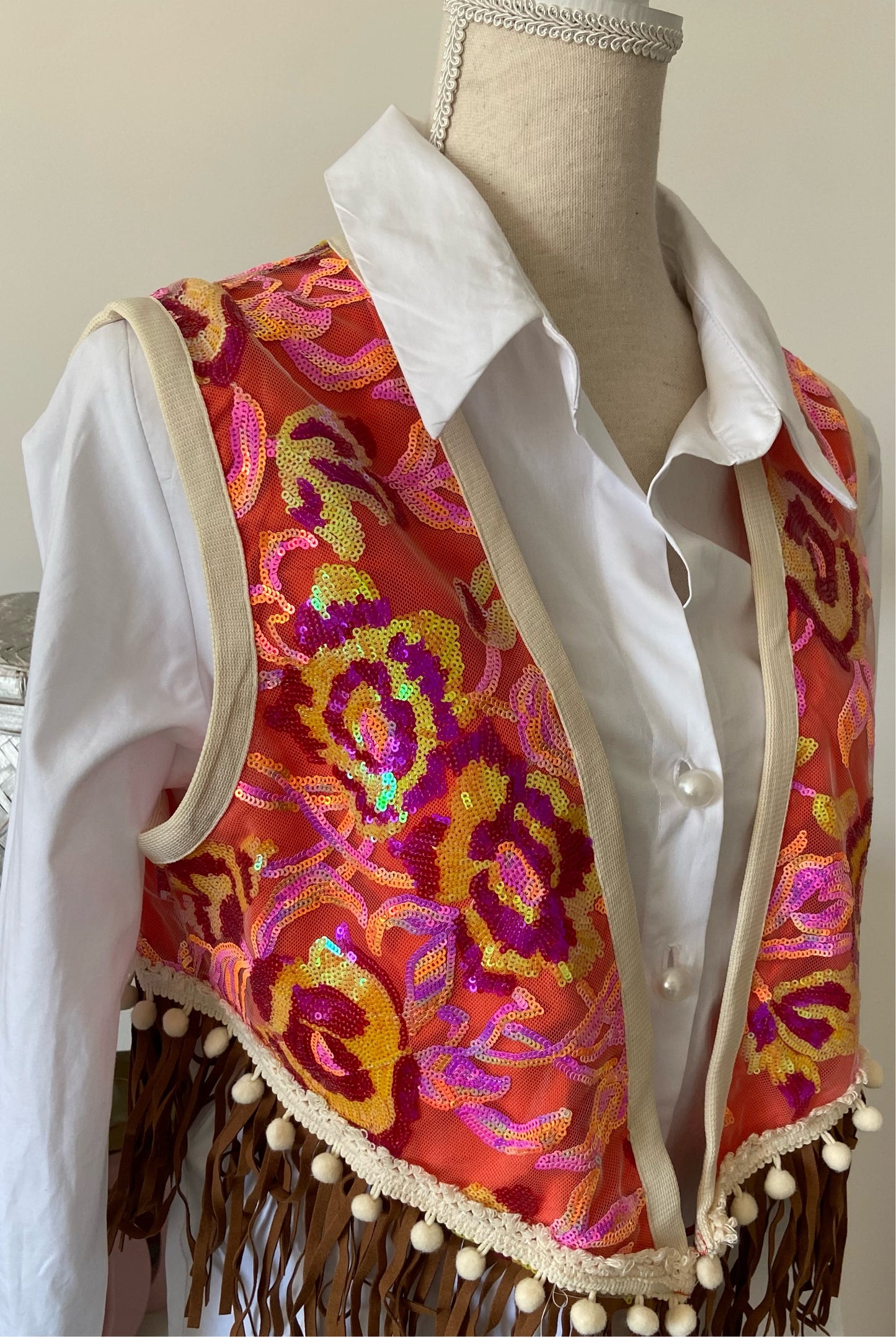 Chaleco lentejuelas Naranja