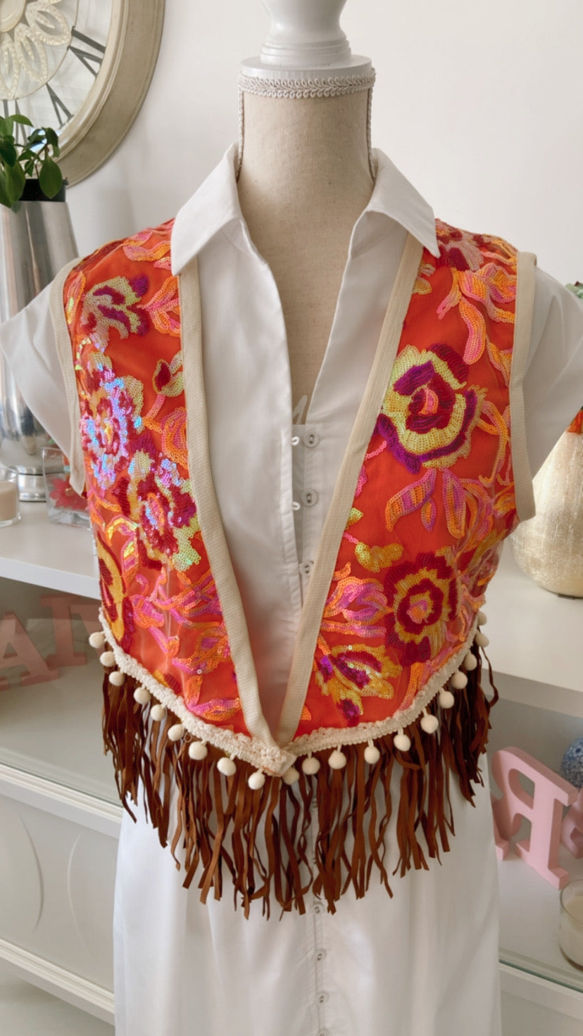 Chaleco lentejuelas Naranja