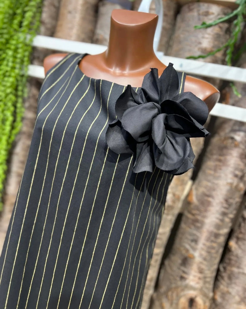 Vestido midi Flor negro