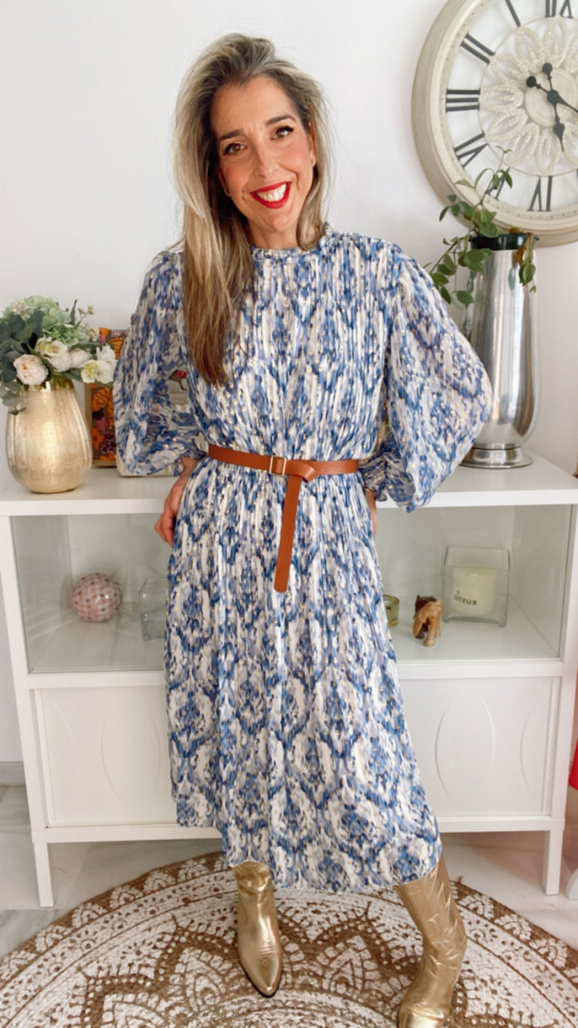 Vestido plisado azul