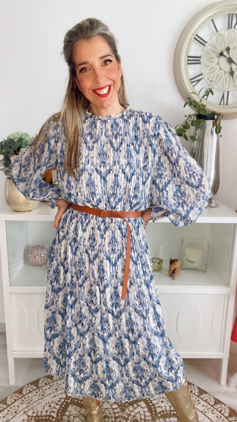 Vestido plisado azul