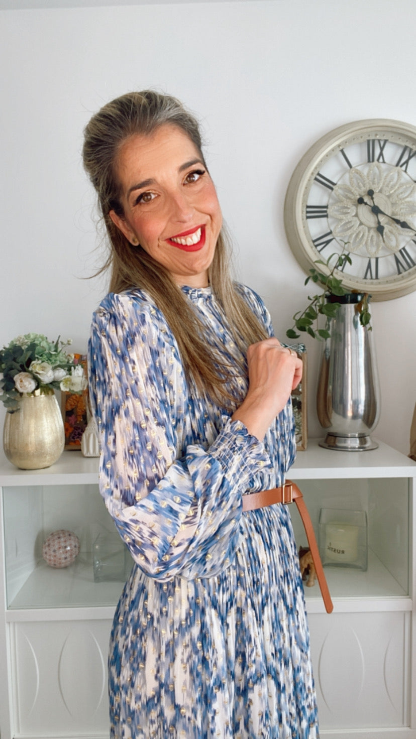 Vestido plisado azul